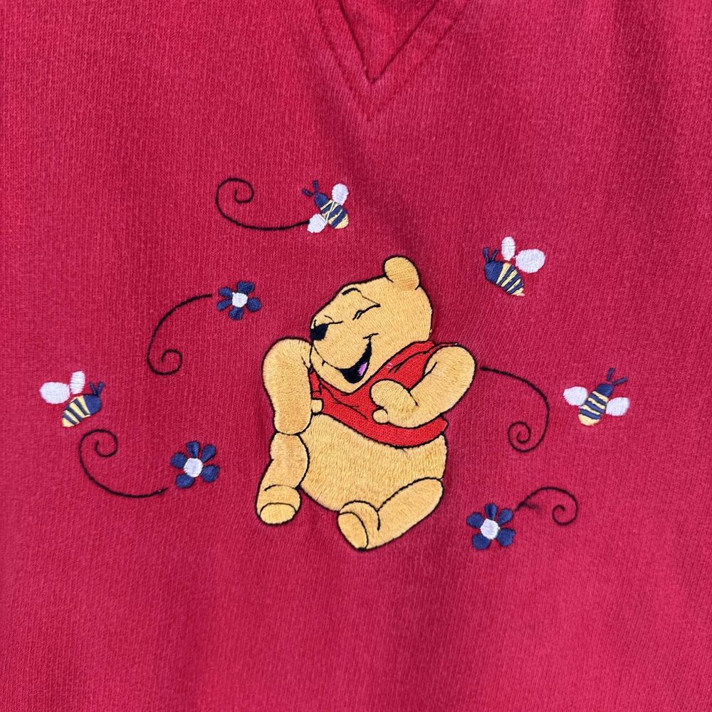 Vintage Disney Sweatshirt Men XL Red Winnie The Pooh Embroidered Fleece Pullover - Picture 5 of 8
